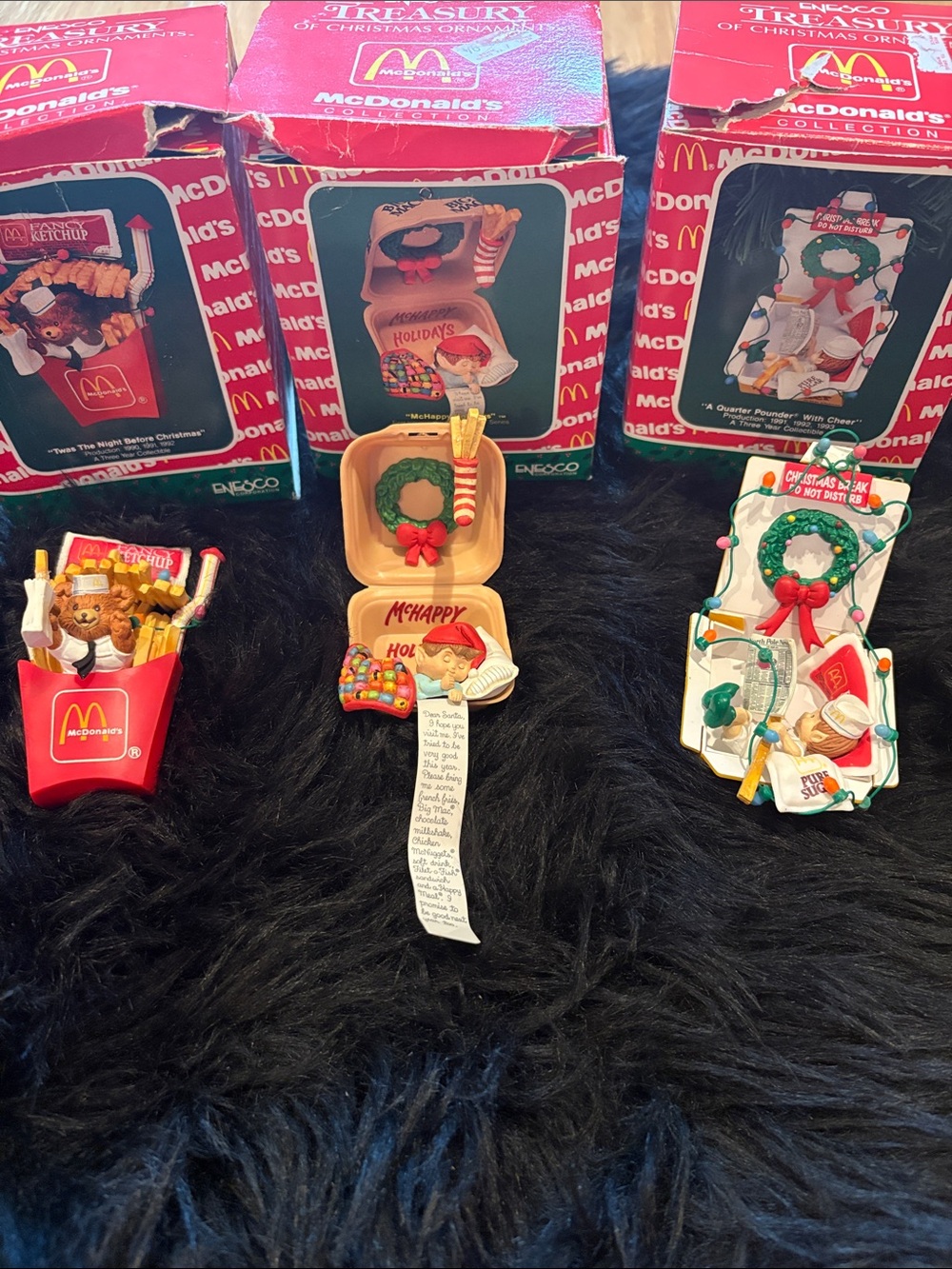 Enesco McDonald's Holiday Ornaments. 1990, 1991, 1992,